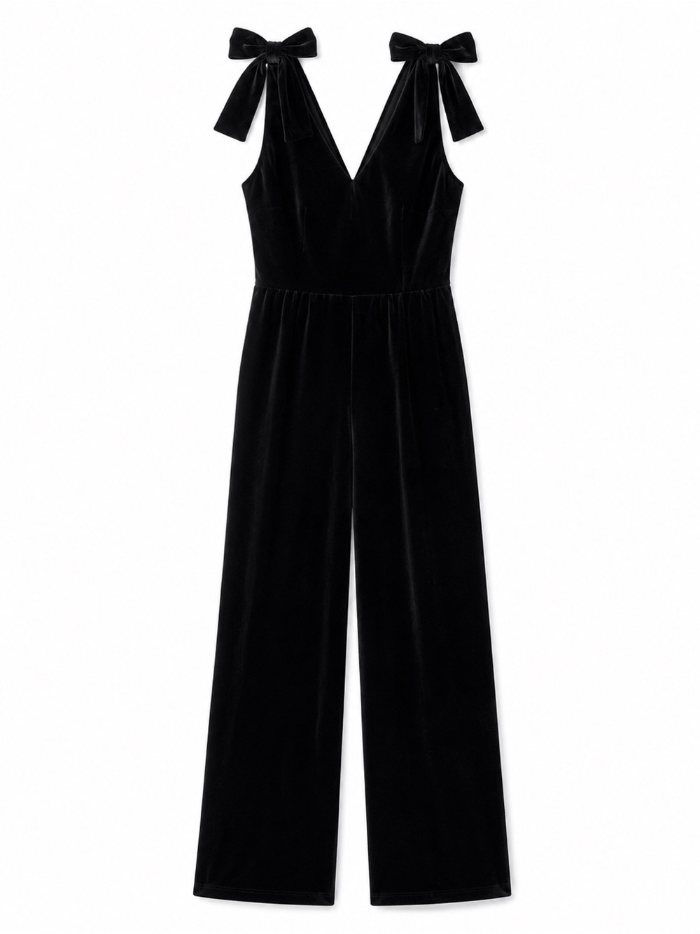 Aqua Black Velvet Tie-Shoulder Wide-Leg Jumpsuit